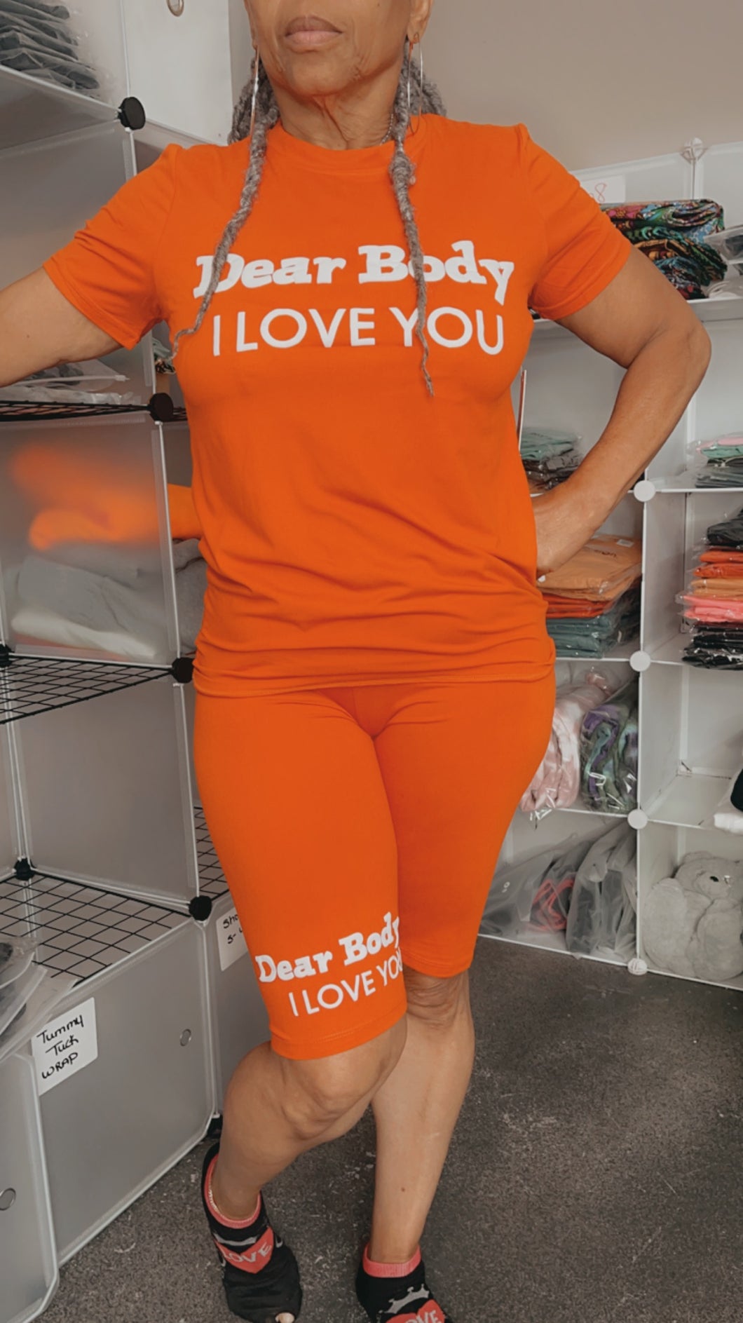 Dear Body I Love You 2 Piece Orange Short Set