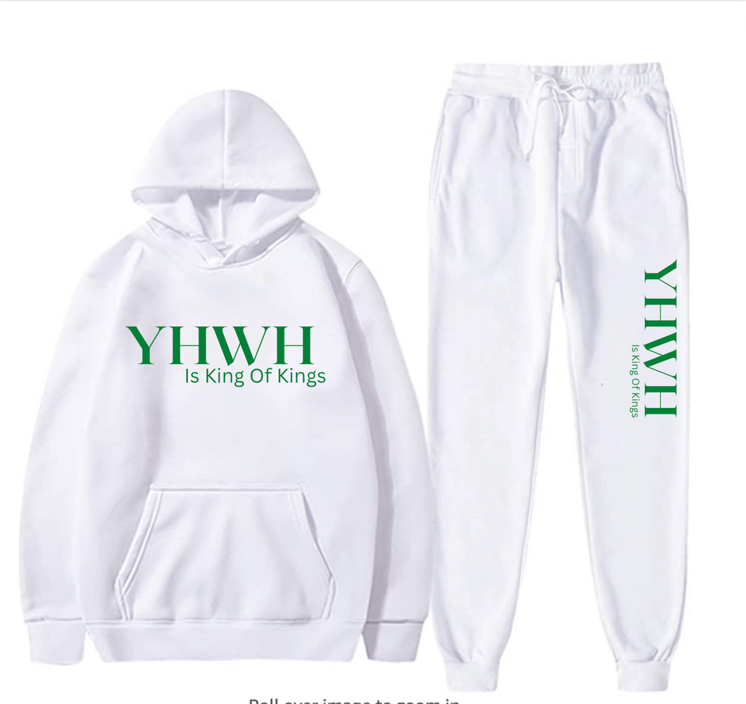 White YHWH is king sweatsuit set