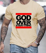 Load image into Gallery viewer, &quot;God Over Everything&quot; Graphic Print Men&#39;s Creative Top, Casual Slightly Stretch Short Sleeve Crew Neck T-shirt, Men&#39;s Tee For Summer Outdoor
