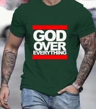 Load image into Gallery viewer, &quot;God Over Everything&quot; Graphic Print Men&#39;s Creative Top, Casual Slightly Stretch Short Sleeve Crew Neck T-shirt, Men&#39;s Tee For Summer Outdoor
