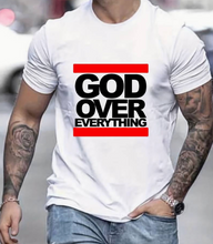 Load image into Gallery viewer, &quot;God Over Everything&quot; Graphic Print Men&#39;s Creative Top, Casual Slightly Stretch Short Sleeve Crew Neck T-shirt, Men&#39;s Tee For Summer Outdoor
