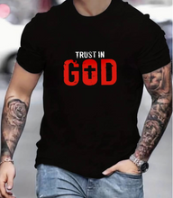 Load image into Gallery viewer, TRUST IN GOD&quot; Letter Pattern Print Men&#39;s Comfy T-shirt, Graphic Tee Men&#39;s Summer Outdoor Clothes, Men&#39;s Clothing, Tops For Men
