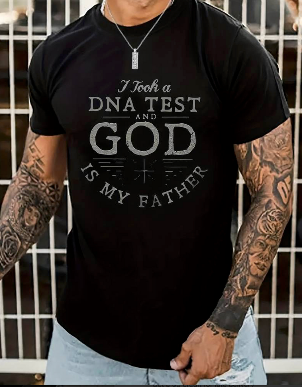 Christian Slogan Pattern Print Men's T-shirt, Graphic Tee Men's Summer Clothes, Men's Outfits