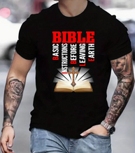 Load image into Gallery viewer, Tees For Men, Learning Bible And Cross Print T Shirt, Casual Short Sleeve Crew Neck Tshirt
