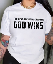 Load image into Gallery viewer, God Wins Print T-shirt, Drop Shoulder Crew Neck Casual Top For Summer &amp; Spring, Women&#39;s Clothing
