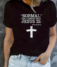 Load image into Gallery viewer, Jesus Is Print Faith Graphic T-Shirt, Short Sleeve Crew Neck Casual Top For Spring &amp; Summer, Women&#39;s Clothing
