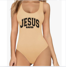 Load image into Gallery viewer, Jesus Saves - Womens Scoop Neck Sleeveless Tank Top Bodysuits Sexy Backless Ribbed Body Suits
