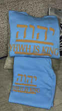 Load and play video in Gallery viewer, Hebrews YHWH IS KING Crew Neck Sweat Suit baby Blue Soft Winter Warm Set
