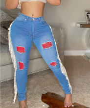 Load image into Gallery viewer, RED Women&#39;s Ripped Jeans Elasticity High Waist Pencil Pants Ninth Pants
